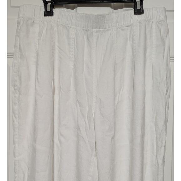INC International Concepts Pants Womens 14W White Linen Blend Wide Leg Pull On - Picture 6 of 8